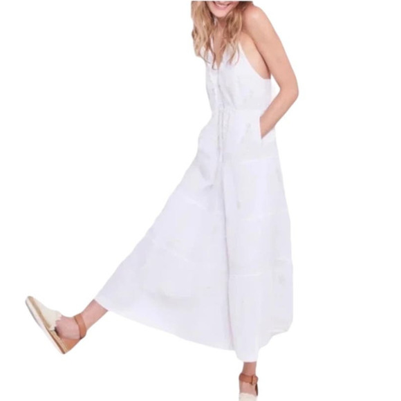 Roberta Roller Rabbit Iberia Dress Floral Embroidered Tiered Midi Size Small - Picture 1 of 13